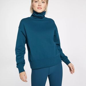 CALIA Women's Everyday Fleece Oversized Turtleneck deep teal size XL